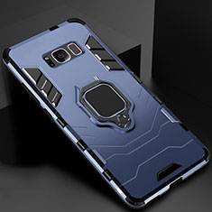 Custodia Silicone e Plastica Opaca Cover con Magnetico Supporto per Samsung Galaxy S8 Blu