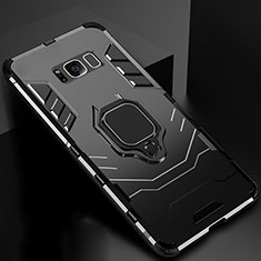 Custodia Silicone e Plastica Opaca Cover con Magnetico Supporto per Samsung Galaxy S8 Plus Nero