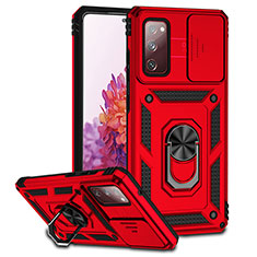 Custodia Silicone e Plastica Opaca Cover con Magnetico Supporto Q01W per Samsung Galaxy S20 FE (2022) 5G Rosso