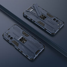 Custodia Silicone e Plastica Opaca Cover con Magnetico Supporto T01 per Oppo A55 5G Blu
