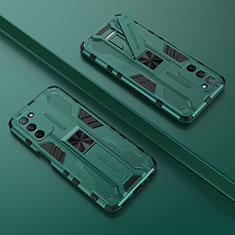 Custodia Silicone e Plastica Opaca Cover con Magnetico Supporto T01 per Oppo A56 5G Verde