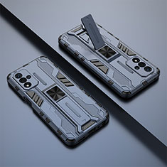 Custodia Silicone e Plastica Opaca Cover con Magnetico Supporto T01 per Oppo A93s 5G Blu