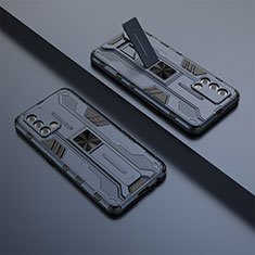 Custodia Silicone e Plastica Opaca Cover con Magnetico Supporto T01 per Oppo A95 4G Blu