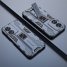 Custodia Silicone e Plastica Opaca Cover con Magnetico Supporto T01 per Oppo A97 5G Blu
