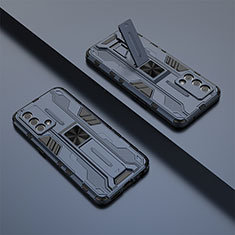 Custodia Silicone e Plastica Opaca Cover con Magnetico Supporto T01 per Oppo K9 5G Blu