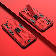Custodia Silicone e Plastica Opaca Cover con Magnetico Supporto T01 per Oppo K9 Pro 5G Rosso