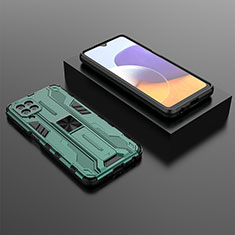 Custodia Silicone e Plastica Opaca Cover con Magnetico Supporto T01 per Samsung Galaxy A22 4G Verde