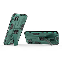 Custodia Silicone e Plastica Opaca Cover con Magnetico Supporto T01 per Samsung Galaxy A22s 5G Verde