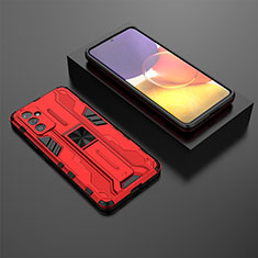 Custodia Silicone e Plastica Opaca Cover con Magnetico Supporto T01 per Samsung Galaxy A24 4G Rosso