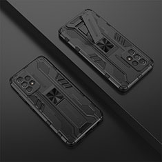 Custodia Silicone e Plastica Opaca Cover con Magnetico Supporto T01 per Samsung Galaxy A52 4G Nero