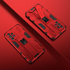 Custodia Silicone e Plastica Opaca Cover con Magnetico Supporto T01 per Samsung Galaxy A52s 5G Rosso