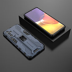 Custodia Silicone e Plastica Opaca Cover con Magnetico Supporto T01 per Samsung Galaxy M14 5G Blu