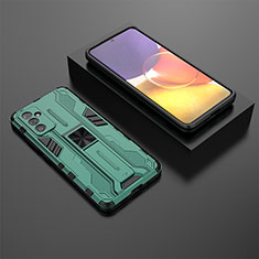 Custodia Silicone e Plastica Opaca Cover con Magnetico Supporto T01 per Samsung Galaxy M14 5G Verde