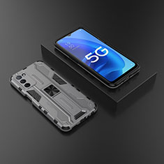 Custodia Silicone e Plastica Opaca Cover con Magnetico Supporto T02 per Oppo A53s 5G Grigio