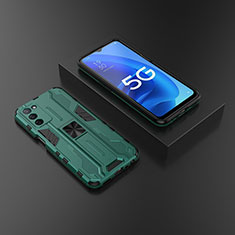 Custodia Silicone e Plastica Opaca Cover con Magnetico Supporto T02 per Oppo A55 5G Verde