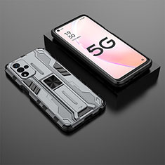 Custodia Silicone e Plastica Opaca Cover con Magnetico Supporto T02 per Oppo A93s 5G Grigio