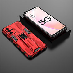 Custodia Silicone e Plastica Opaca Cover con Magnetico Supporto T02 per Oppo A93s 5G Rosso