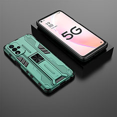 Custodia Silicone e Plastica Opaca Cover con Magnetico Supporto T02 per Oppo A93s 5G Verde