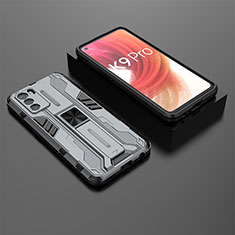 Custodia Silicone e Plastica Opaca Cover con Magnetico Supporto T02 per Oppo K9 Pro 5G Grigio