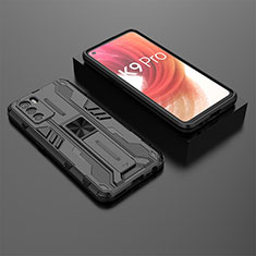 Custodia Silicone e Plastica Opaca Cover con Magnetico Supporto T02 per Oppo K9 Pro 5G Nero