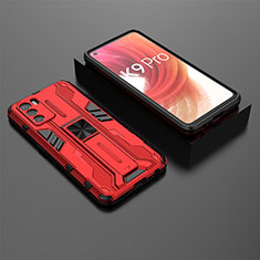 Custodia Silicone e Plastica Opaca Cover con Magnetico Supporto T02 per Oppo K9 Pro 5G Rosso