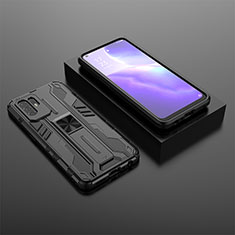 Custodia Silicone e Plastica Opaca Cover con Magnetico Supporto T02 per Oppo Reno5 Z 5G Nero