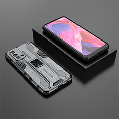 Custodia Silicone e Plastica Opaca Cover con Magnetico Supporto T02 per Oppo Reno6 Lite Grigio