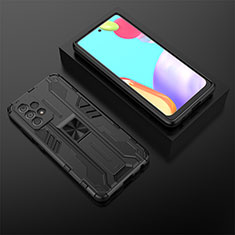 Custodia Silicone e Plastica Opaca Cover con Magnetico Supporto T02 per Samsung Galaxy A52 4G Nero