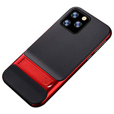 Custodia Silicone e Plastica Opaca Cover con Supporto A01 per Apple iPhone 11 Pro Max Rosso