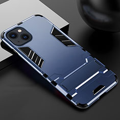 Custodia Silicone e Plastica Opaca Cover con Supporto A01 per Apple iPhone 14 Plus Blu