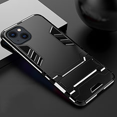 Custodia Silicone e Plastica Opaca Cover con Supporto A01 per Apple iPhone 15 Plus Nero