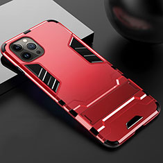 Custodia Silicone e Plastica Opaca Cover con Supporto A01 per Apple iPhone 15 Pro Max Rosso