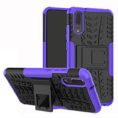 Custodia Silicone e Plastica Opaca Cover con Supporto A01 per Huawei P20 Viola