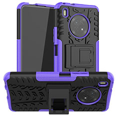 Custodia Silicone e Plastica Opaca Cover con Supporto A01 per Huawei Y9a Viola