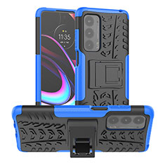 Custodia Silicone e Plastica Opaca Cover con Supporto A01 per Motorola Moto Edge (2021) 5G Blu