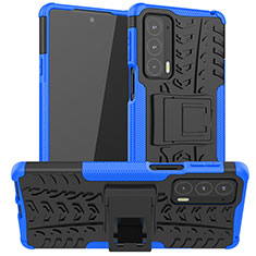 Custodia Silicone e Plastica Opaca Cover con Supporto A01 per Motorola Moto Edge Lite 5G Blu