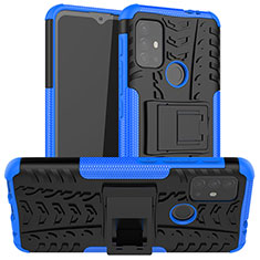 Custodia Silicone e Plastica Opaca Cover con Supporto A01 per Motorola Moto G10 Power Blu
