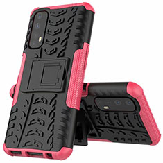 Custodia Silicone e Plastica Opaca Cover con Supporto A01 per Realme Narzo 20 Pro Rosa