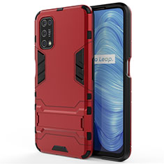 Custodia Silicone e Plastica Opaca Cover con Supporto A01 per Realme Narzo 30 Pro 5G Rosso