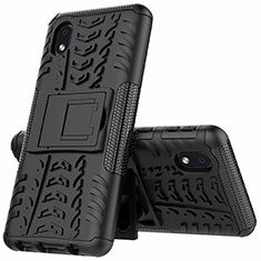 Custodia Silicone e Plastica Opaca Cover con Supporto A01 per Samsung Galaxy M01 Core Nero