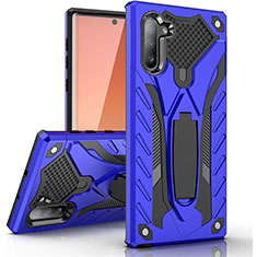 Custodia Silicone e Plastica Opaca Cover con Supporto A01 per Samsung Galaxy Note 10 Blu