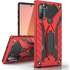 Custodia Silicone e Plastica Opaca Cover con Supporto A01 per Samsung Galaxy Note 10 Rosso