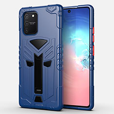 Custodia Silicone e Plastica Opaca Cover con Supporto A01 per Samsung Galaxy S10 Lite Blu