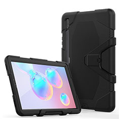 Custodia Silicone e Plastica Opaca Cover con Supporto A01 per Samsung Galaxy Tab S6 10.5 SM-T860 Nero