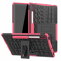 Custodia Silicone e Plastica Opaca Cover con Supporto A02 per Samsung Galaxy Tab S6 10.5 SM-T860 Rosa