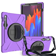 Custodia Silicone e Plastica Opaca Cover con Supporto A02 per Samsung Galaxy Tab S7 11 Wi-Fi SM-T870 Viola