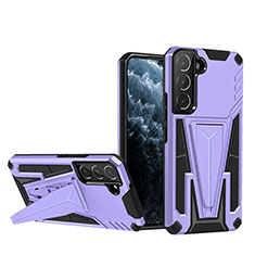 Custodia Silicone e Plastica Opaca Cover con Supporto A03 per Samsung Galaxy S23 5G Viola