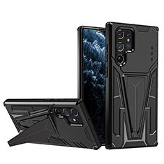 Custodia Silicone e Plastica Opaca Cover con Supporto A03 per Samsung Galaxy S23 Ultra 5G Nero