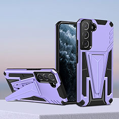 Custodia Silicone e Plastica Opaca Cover con Supporto A04 per Samsung Galaxy S21 FE 5G Viola