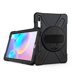 Custodia Silicone e Plastica Opaca Cover con Supporto A04 per Samsung Galaxy Tab S6 10.5 SM-T860 Nero